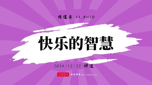 【讲道】-【传道者的言语系列】11：快乐的智慧！